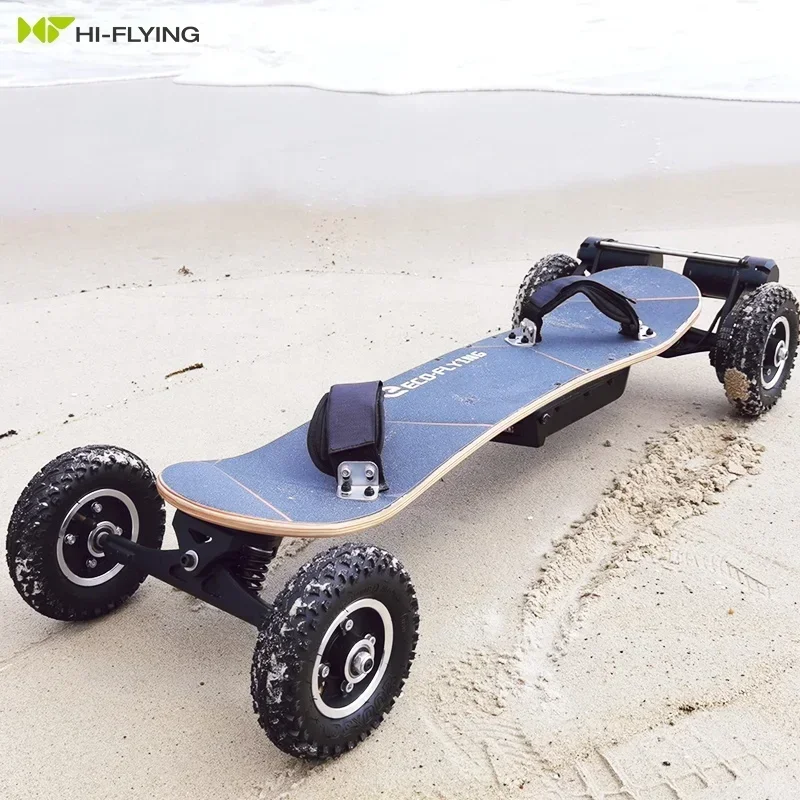 Off Road E Board 9-ply Maple Laminate Skateboard Deck High-Capacity Dual Belt Motor Electric Mountainboard