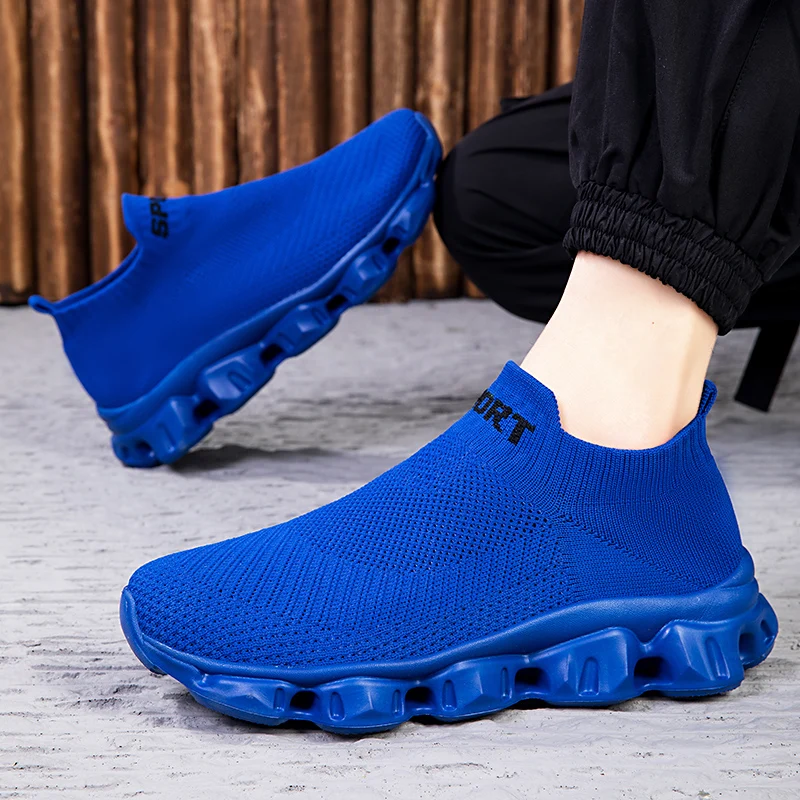 Unisex Plus Size 46 Breathable Mesh Platform Sneakers Women Slip on Soft Ladies Casual Running Shoes Woman Knit Sock Shoes Flats