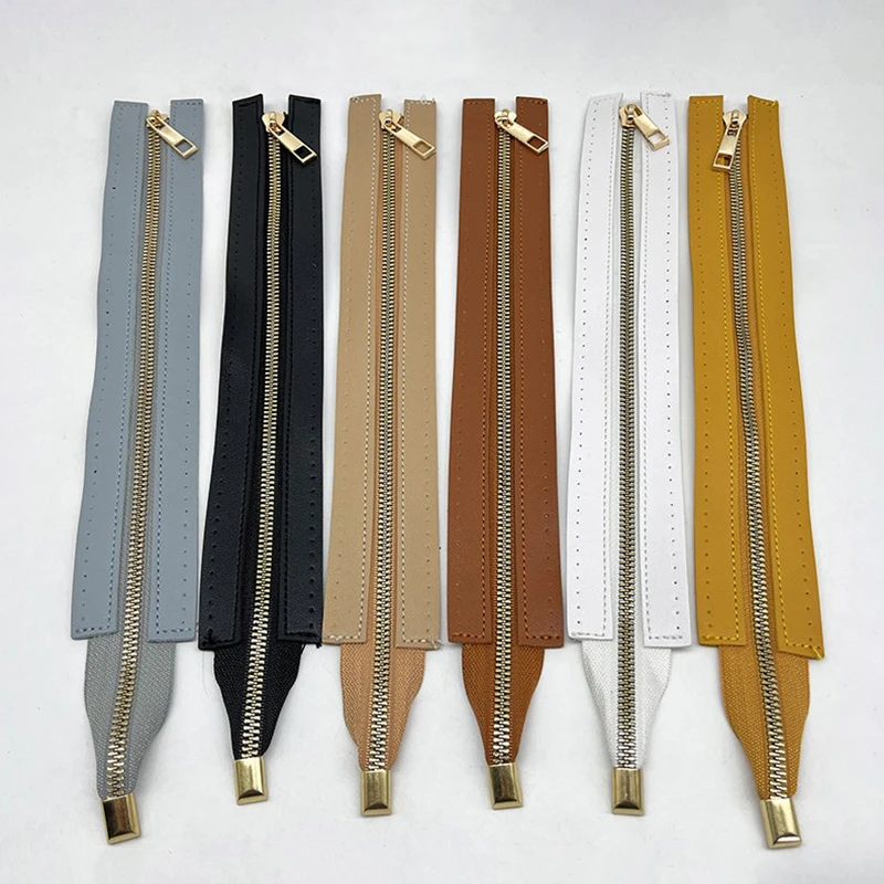 30cm Metal Zipper PU Leather Zipper For Sewing Handbag Craft Sewing DIY Zipper For Woven All-match Bag Hardware Accessory