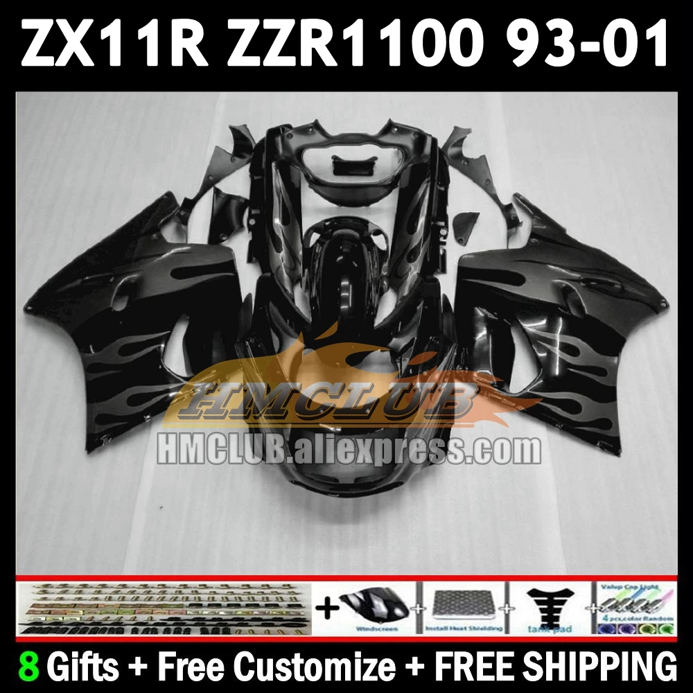 ZX-11R For KAWASAKI NINJA ZX11 ZZR 1100 ZX 11 11R 175No.128 ZZR1100 grey flames ZX11R 1993 1994 1995 1996 97 98 99 00 01 Fairing