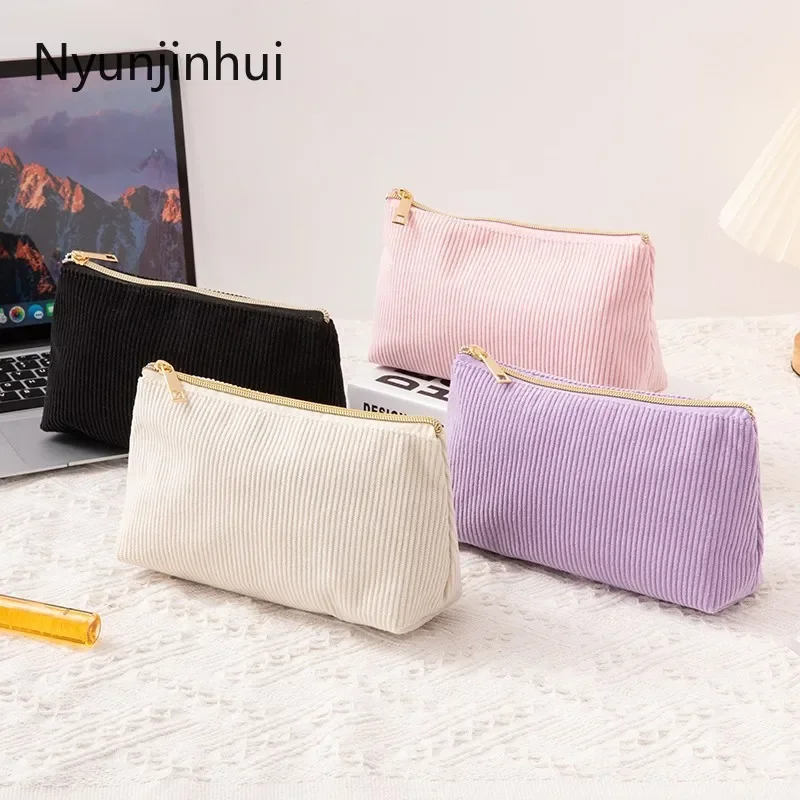 Neue Cord Damen Kosmetik Aufbewahrungstasche Praktische Kosmetiktasche mit großer Kapazität Koreanische Ausgabe Make-up Pinsel Tasche