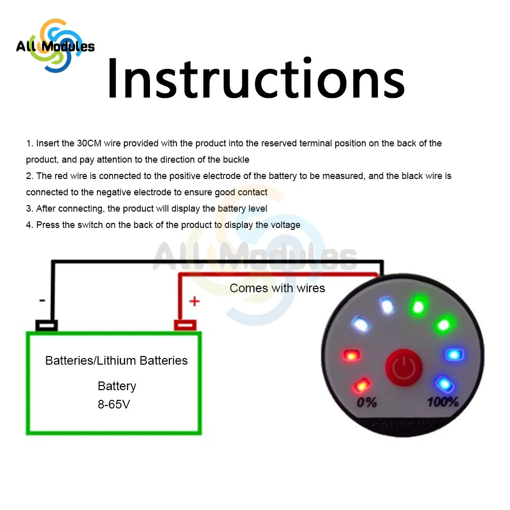 Programmabile 4.2V 7.4V 12V 16.8V 22V 24V 36V LED Indicatore di capacità della batteria al litio Display del livello di potenza Tester