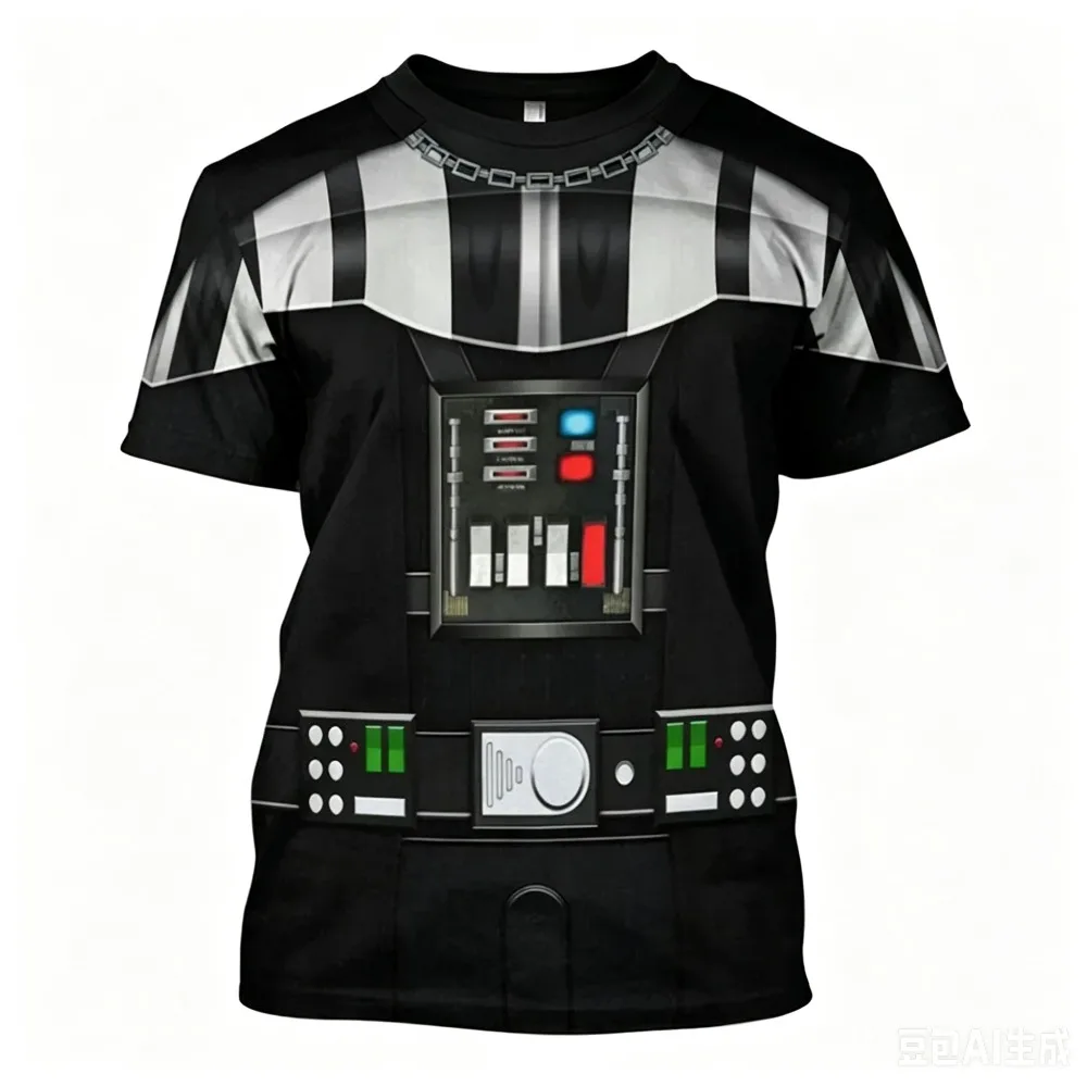 Image of Darth Vader Charakter-Kostüm 3D-Gedrucktes Herren- und Damen-T-Shirt im Partnerlook Sommer Neuer Stil Modische Streetwear für Eltern und Kinder