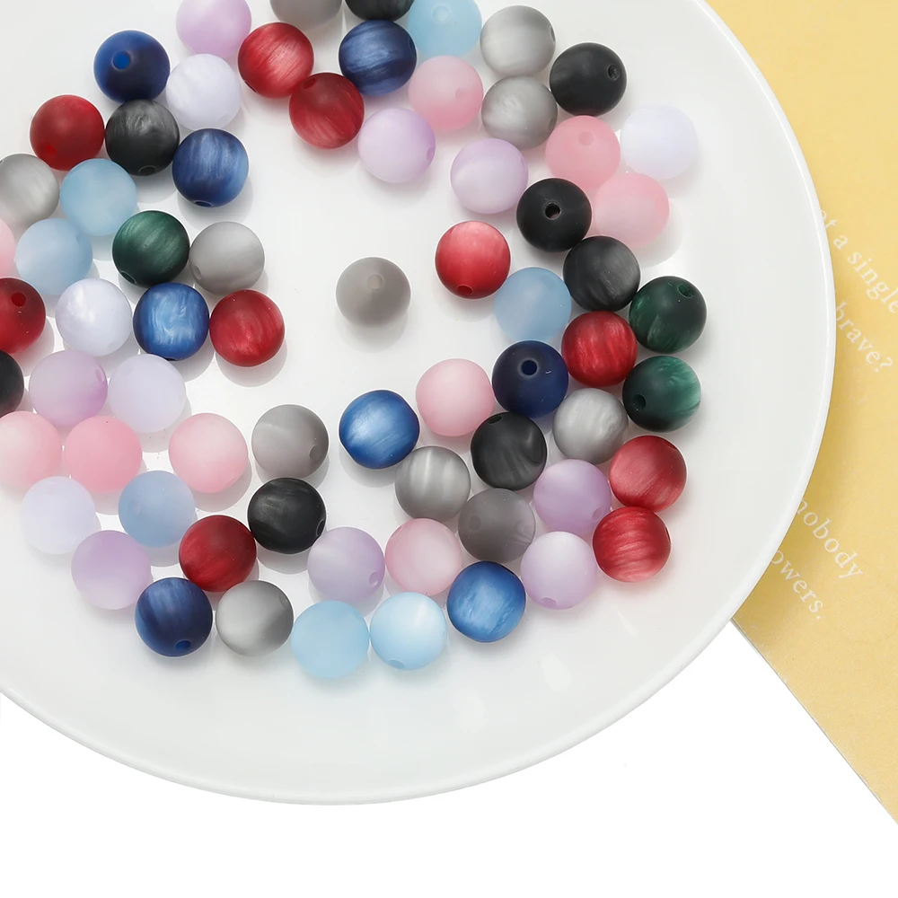 10pcs 8/10mm Resin Tricolor Imitation Cat Eye Round Beads for Handmade Making Jewelry DIY Bracelet Necklace Earrings Accessories image 6