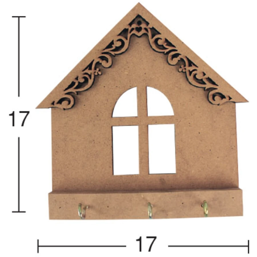 A032 Bay Windows Key Chain, Unpainted Raw Wood Mdf Key Chain