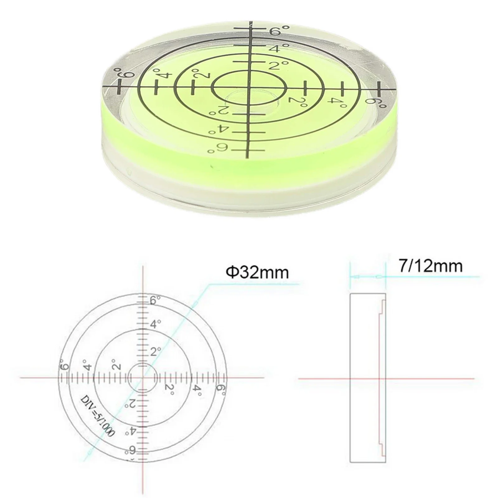 1pc Spirits Level Bubble Mini Round Leveller High Precision Bubble Level Horizontal Spirits Level Measuring Tool 32mmx7mm