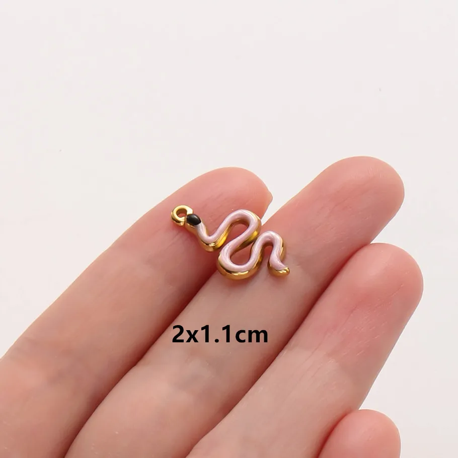 6 Stück Großhandel Rosa/Pinkfarbene Emaille-Tieranhänger Flamingo Schmetterling Seestern Edelstahl-Charms für Schmuckherstellung Halskette – Detail 18
