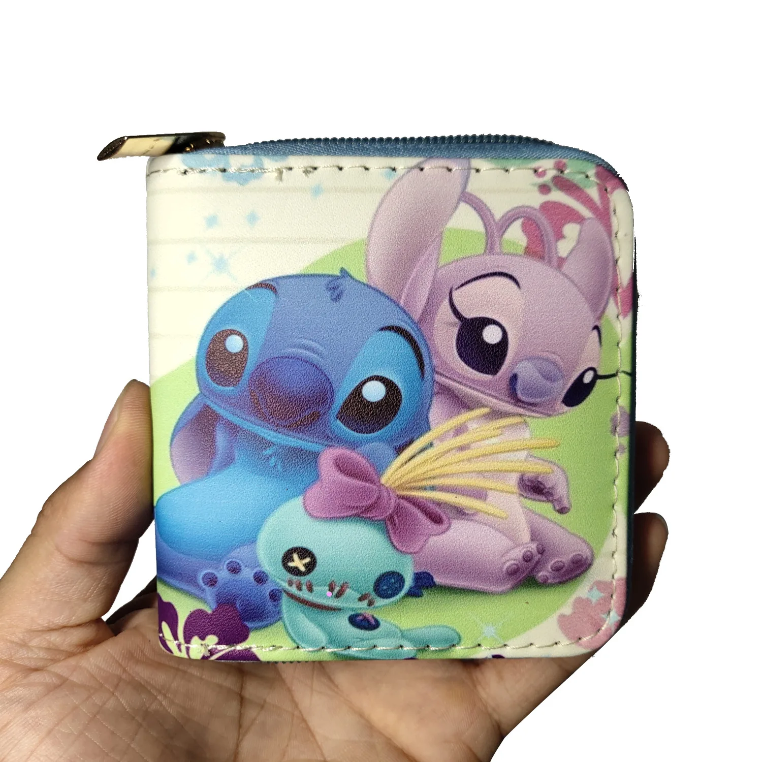 Disney-cartera de puntada de dibujos animados, monedero corto multicapa, bolso para tarjetas, Mini bolsos con cremallera, monedero para niñas, regalo de cumpleaños