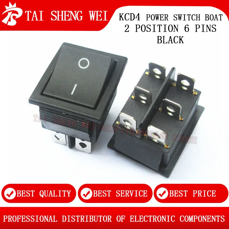 

1pcs KCD4 Latching Rocker Switch Power Switch I/O 2 Position 6Pins with Light 16A 250VAC 20A 125VAC