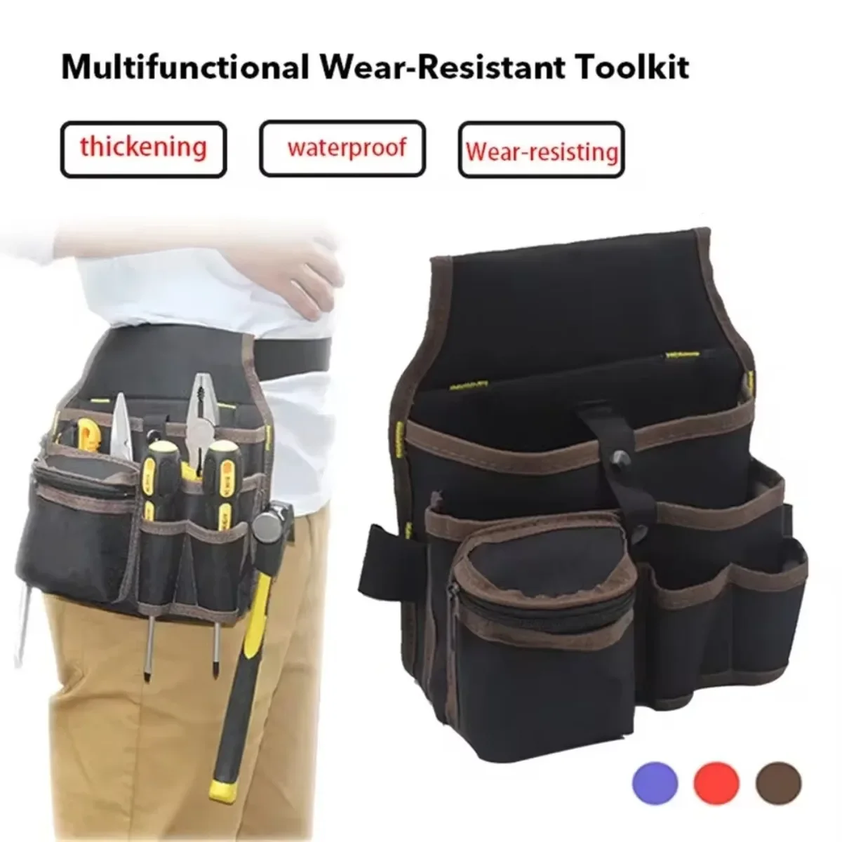 Multifunctional Tool Waist Bag Durable Canvas Hardware Tool Storage Bag Drill Wrench Screwdriver Pliers Toolkit Organizer Bags