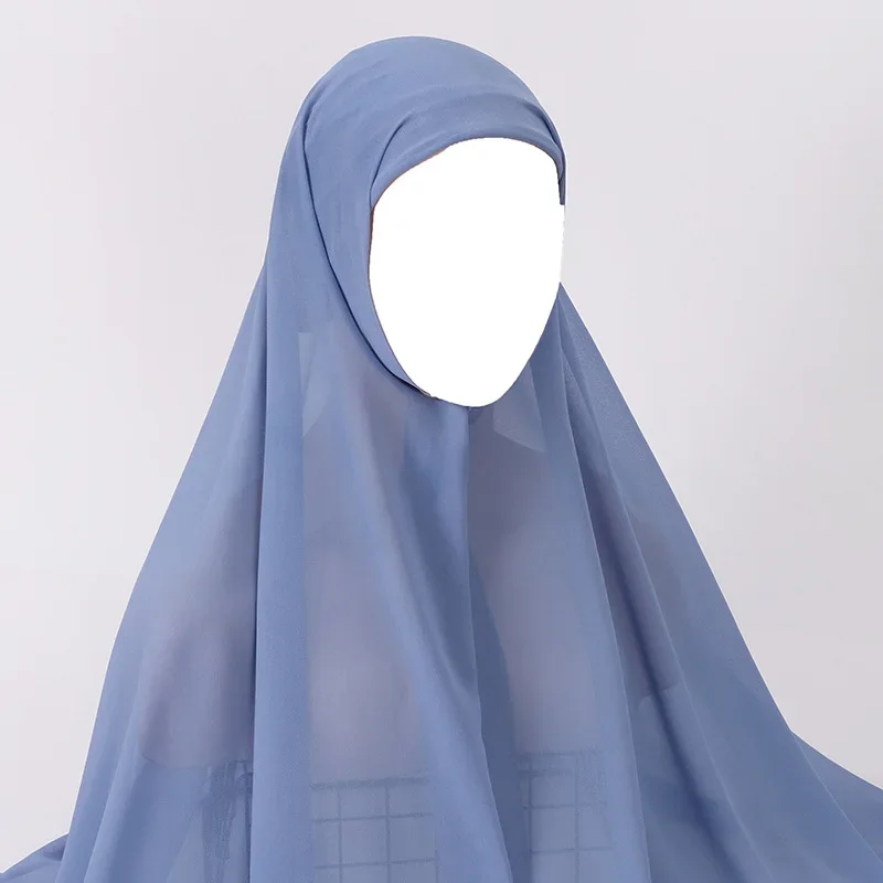 Hijab istantanei con cappuccio Plain Chiffon Jersey Hijab per donna velo musulmano islamico Hijab Cap sciarpa per foulard turbante da donna