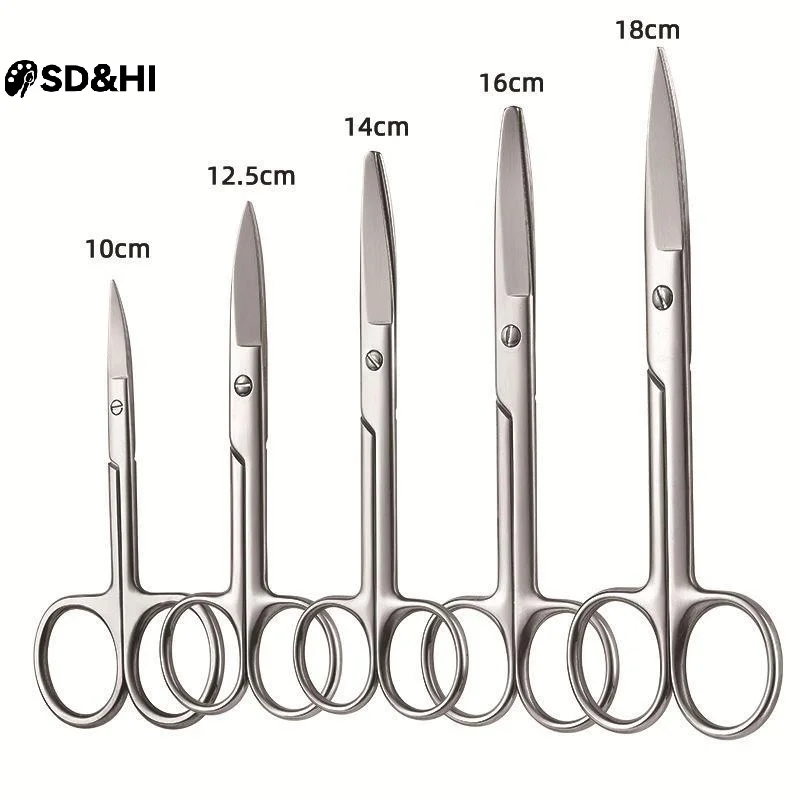 Stainless Steel Surgical Straight Bend Tip Surgical Instruments Stitches Tissue Scissors  Emergency Field Equip Shearing