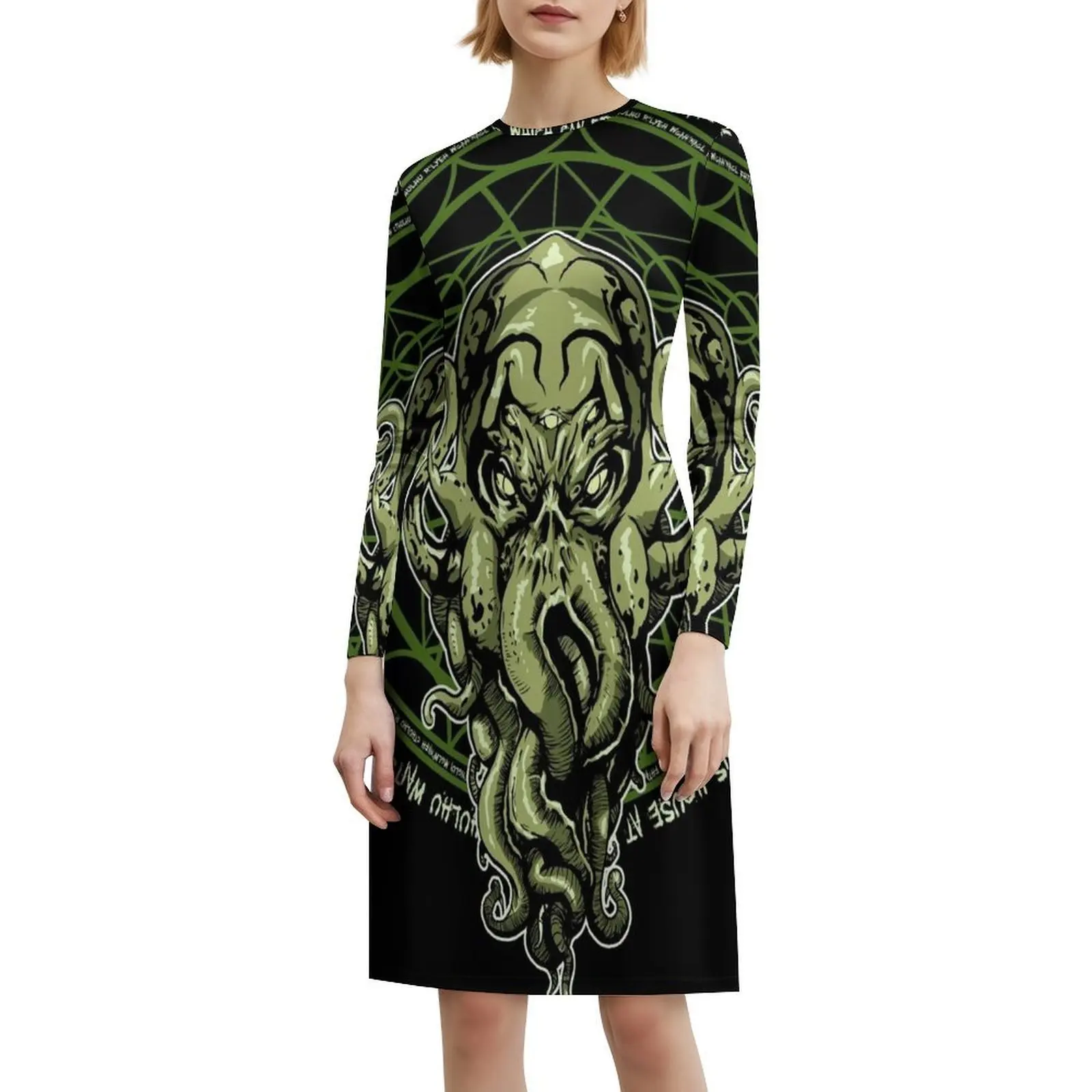 فستان Cthulhu Bohemian بدون أكمام للنساء مطبوع عليه فساتين حفلات الشاطئ وأفكار عيد الميلاد فستان مضحك لأعياد الميلاد #6