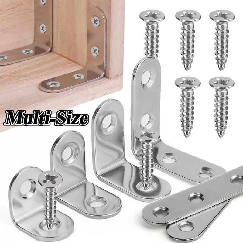 

Stainless Steel L Corner Brackets, Bracket Fastener, 90 Degree Right Angle Connectors for Furniture, Bed Cabinet Tools, 4cm, 10P