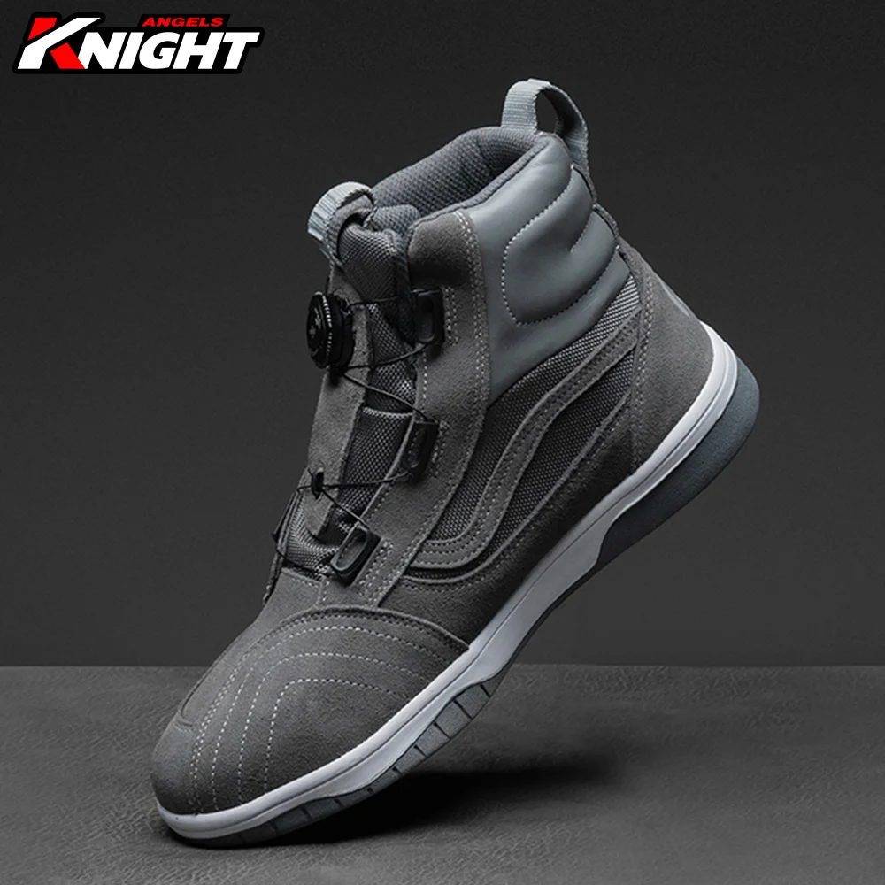 Motorcycle Boots Rider Four Seasons Non-slip Anti-fall Breathable Motorcycle Riding Shoes Rotary Buckle Racing High-top Shoes