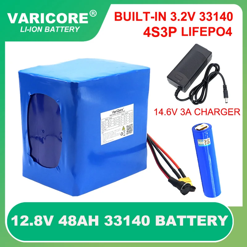 12.8V 48ah 3.2V 33140 lifepo4 Cell diy 4S 14.6v 16AH 32AH ebike e-scooter power tools Battery pack with BMS 25A 80A discharge