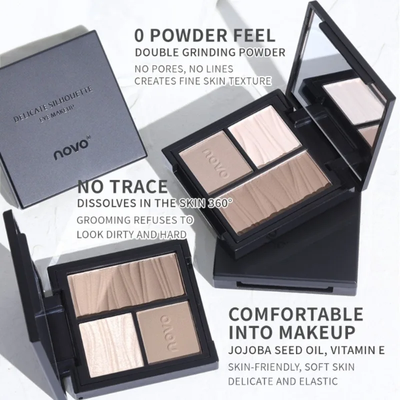 NOVO Three Color Makeup Disc Matte Glitter High Gloss Nose Shadow Integrated Disc Natural Stereoscopic Portable Beauty Disc