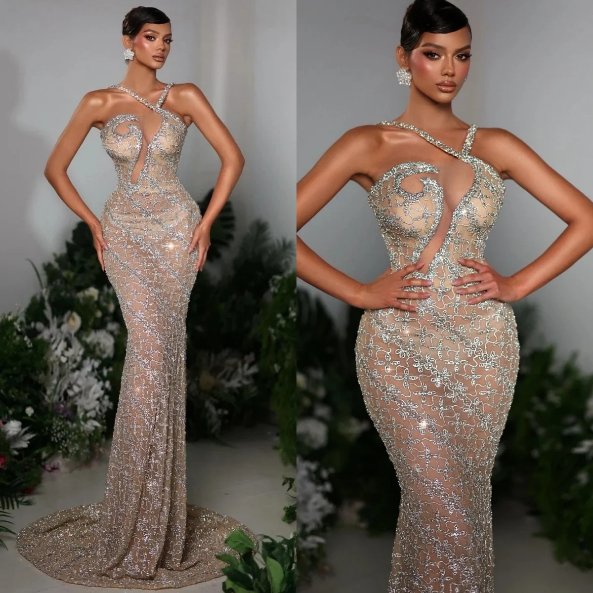 

Сексуальные свадебные платья русалки, прозрачные свадебные платья с блестками, без рукавов, индивидуальное платье принцессы невесты, Vestidos De Novia