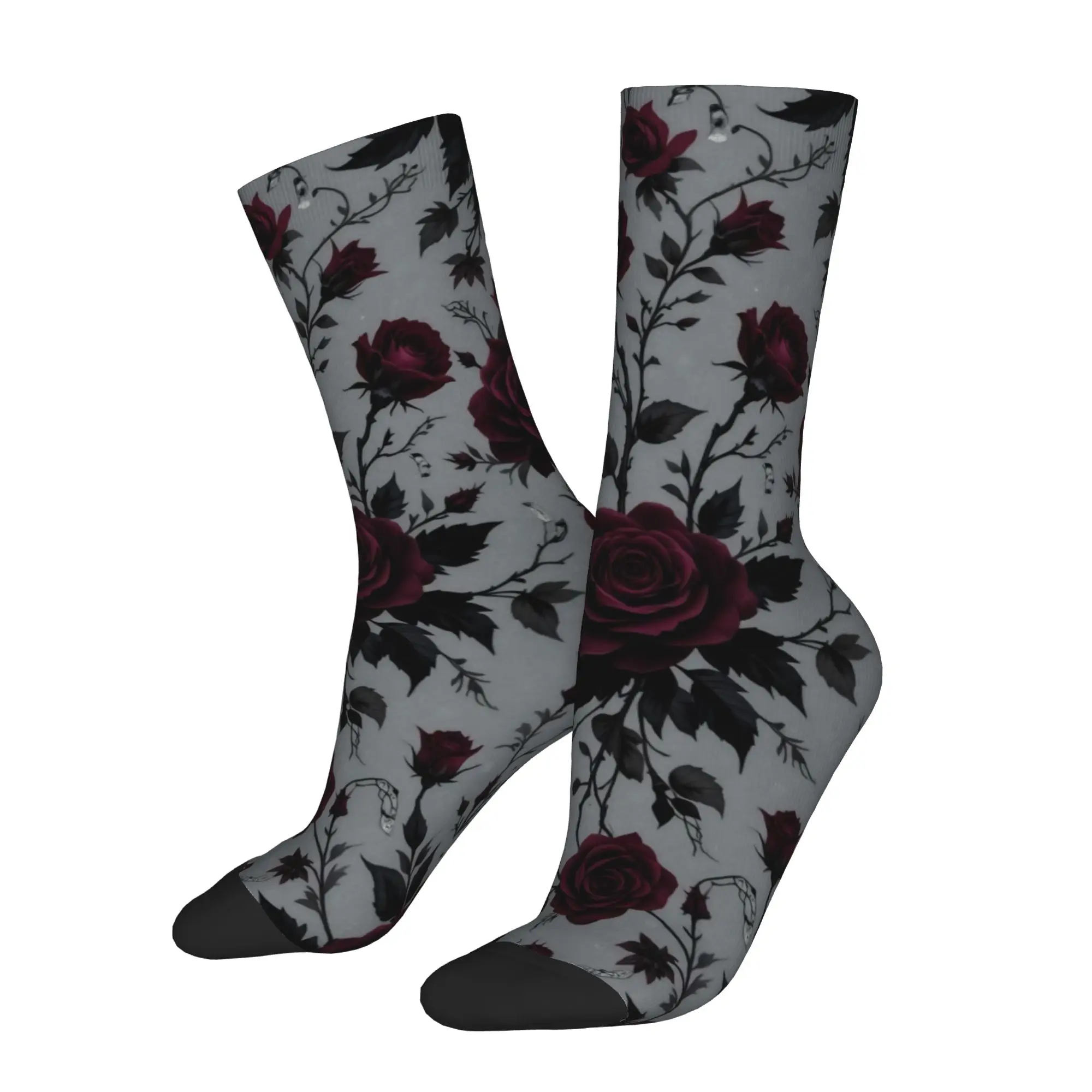 Harajuku Halloween Gothic Basketball Socks Goth Coquette Polyester Crew Socks for Unisex Sweat Absorbing