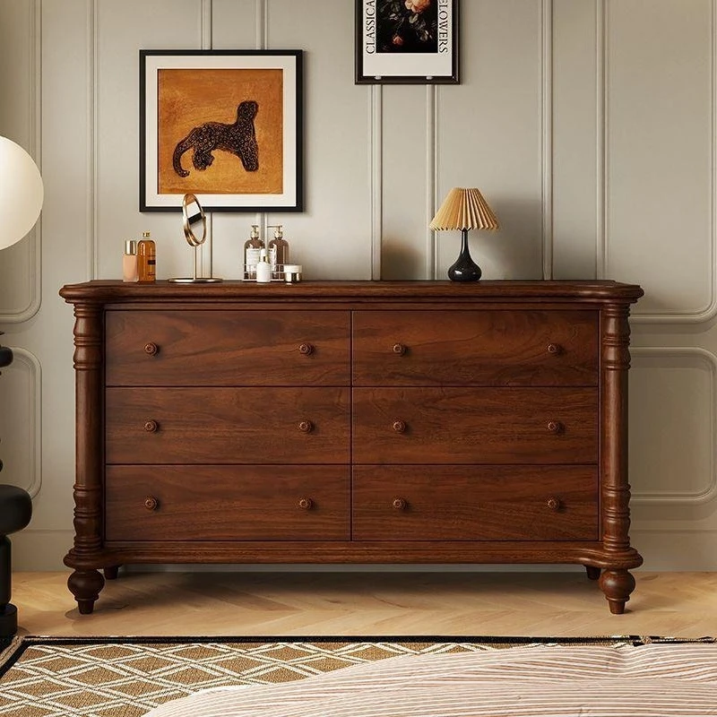 Six-chest cabinet retro bedroom living room locker against the wall drawer cabinet small apartment