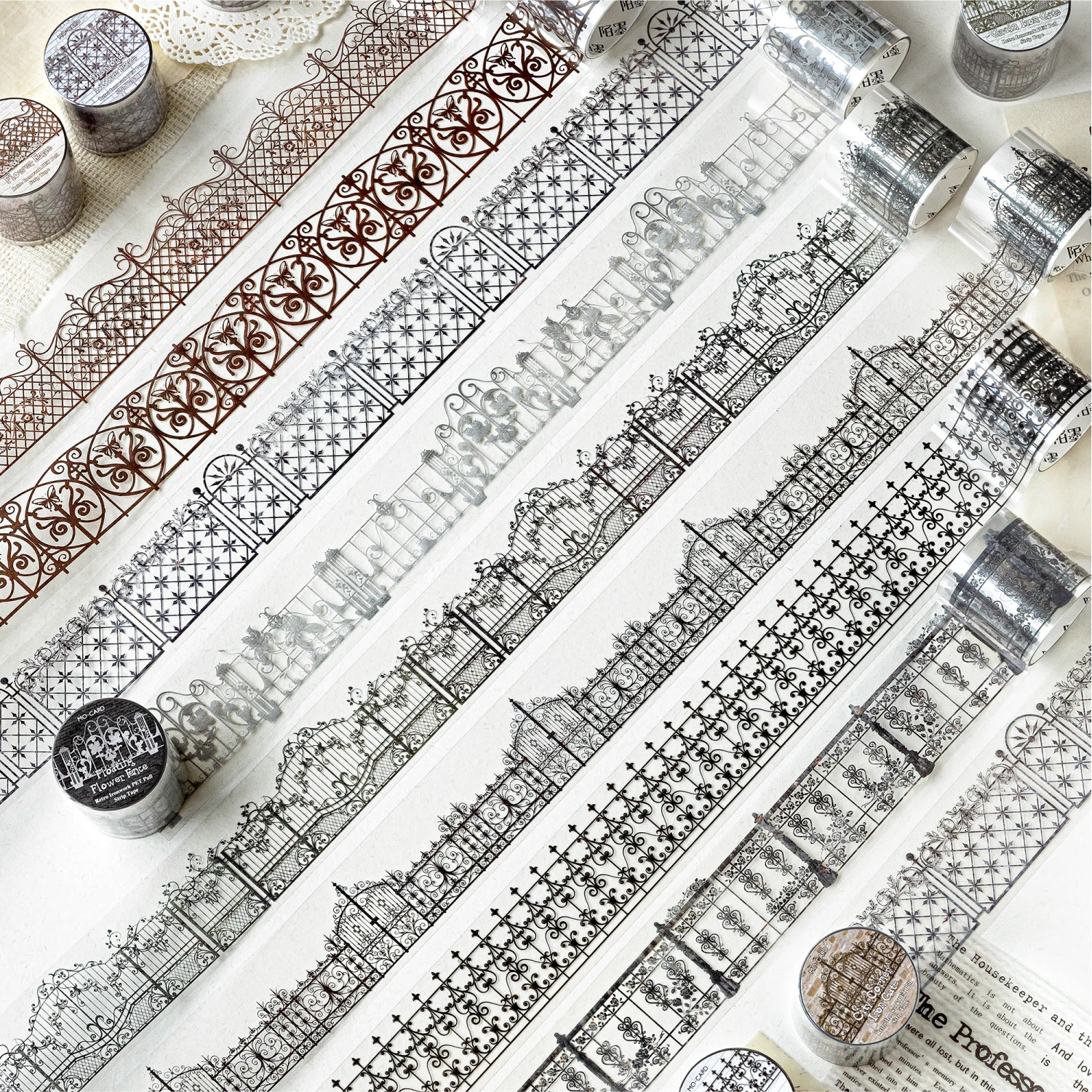 JIANQI 40mm*2m Lron Fence Tapes DIY Scrapbooking Decor Photo Album Collage Journalling Materials Stickers