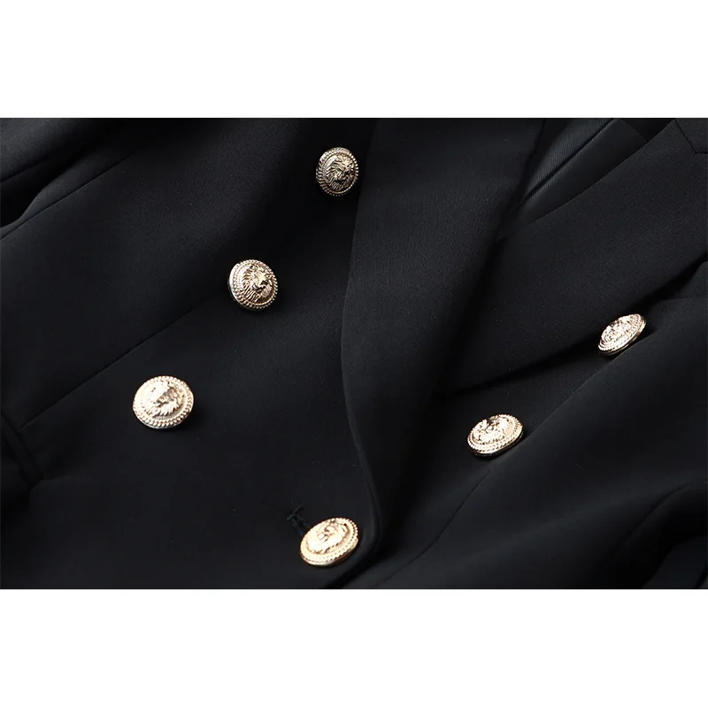 New Fashion 2025 Designer Jacket Women's Classic Double Breasted Metal Lion Buttons Blazer