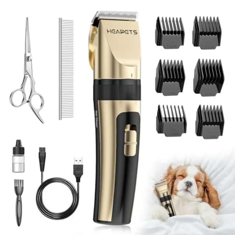 

Dog Grooming Clippers, Low Noise, Electric Quiet, Adjustable Clipper Comb, Rechargeable Cordless Dog Hair Clippers for Dogs Cat