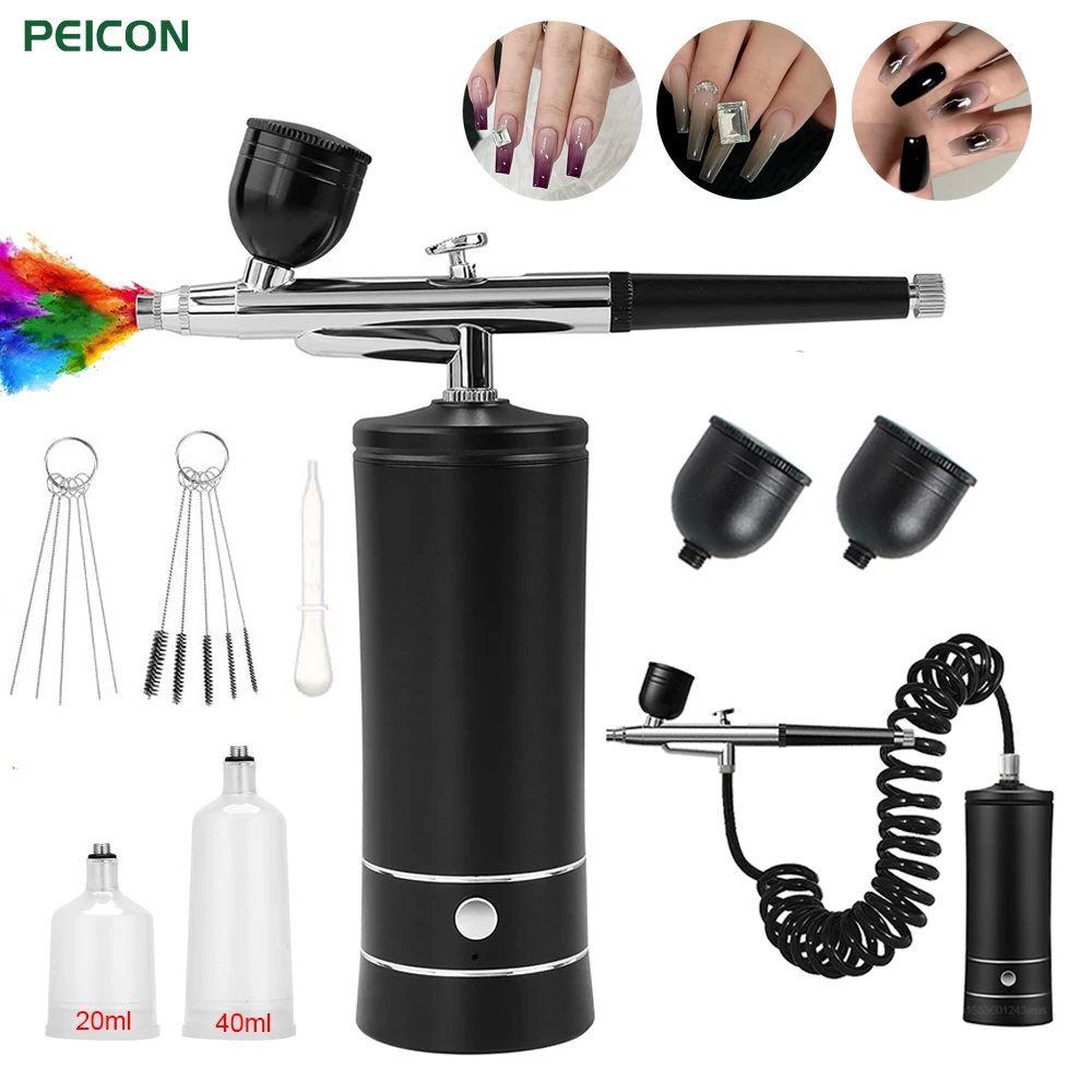 Airbrush Nail Art Painting Kit with Compressor Mini Airbrush for Nail Art Cake Painting Portable Hand Sprayer Gun Airbrush Nail