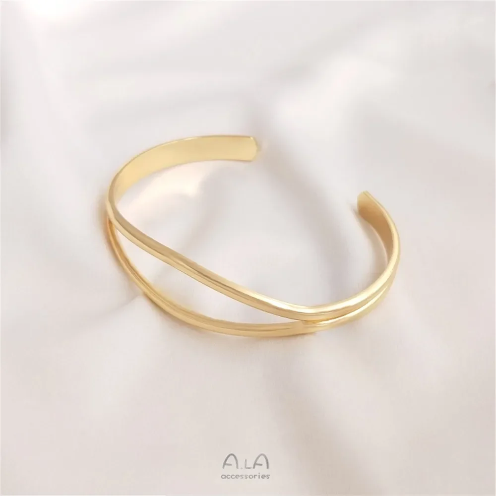 

14K Copper Clad True Gold Hyperbolic Open Bracelet, Simple and Fashionable French Women's Bracelet Ring DIY Handmade Bracelet