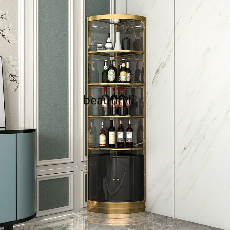 K185 Light Luxury Wine Cabinet Wall Small Modern Living Room Dining Room Corner Triangle Corner Shelf Display Cabinet Made of Gl