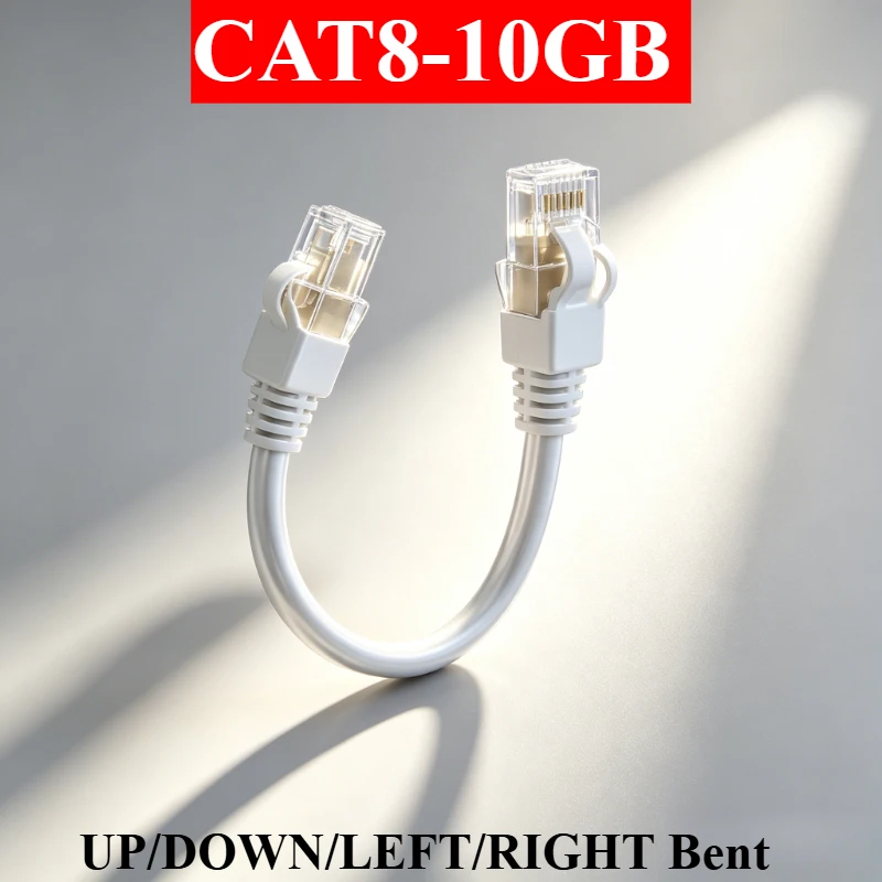 Elbow CAT8 RJ45 10 Gigabit Ethernet Wire 5G 90 Degree Network Cable Right Angle Universal Broadband Connection Line for Router