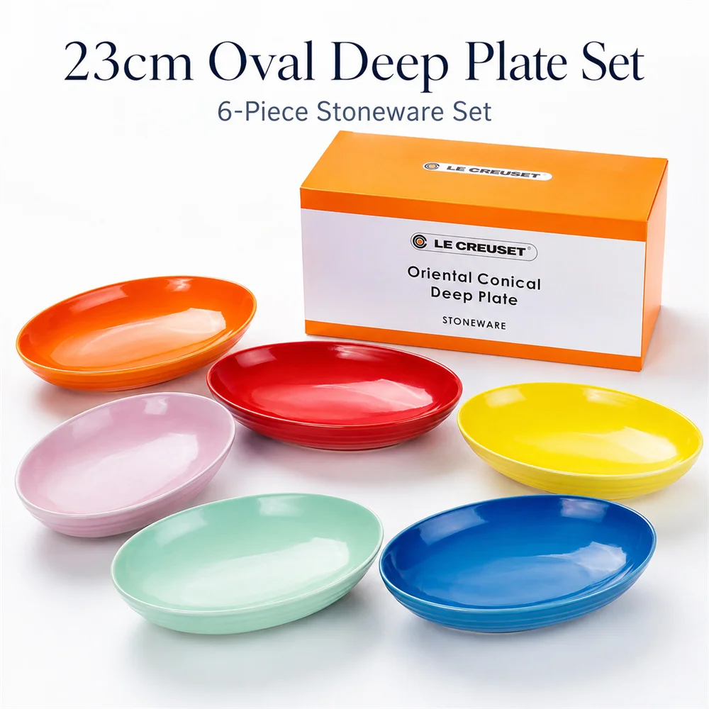 le-creuset-ensemble-de-6-assiettes-ovales-profondes-en-gres-de-qualite-superieure-bols-a-pates-colores-de-23-cm-plat-de-cuisson-en-ceramique-pour-soupe-et-salade