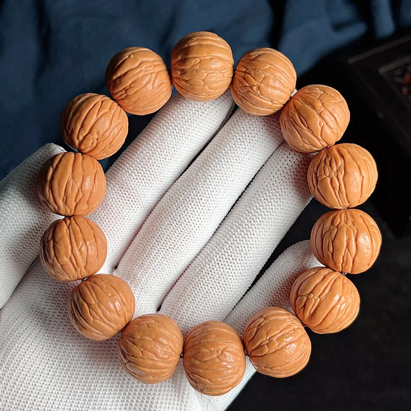 Tuhao Monkey Head Bracelet Pumpkin Pile Natural Non-Repair Wind Feather Stump Double Navel Small Walnut Men and Women Amusement