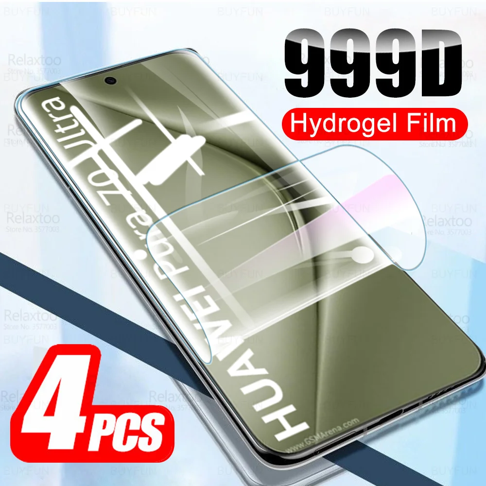 4Pcs Full Cover Hydrogel Film For Huawei Pura 70 Ultra Curved Screen Protector Pura70 Pro+ P70 Pro Plus 70Pro 70Ultra Not Glass