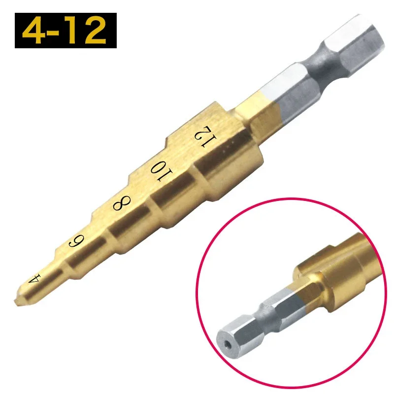 HSS4241Titanium Step Twist Drill 4-12mm 4-20mm 4-32mm Step Cone Cutt Tools Metal Drill Bit Set for Iron Wood Working