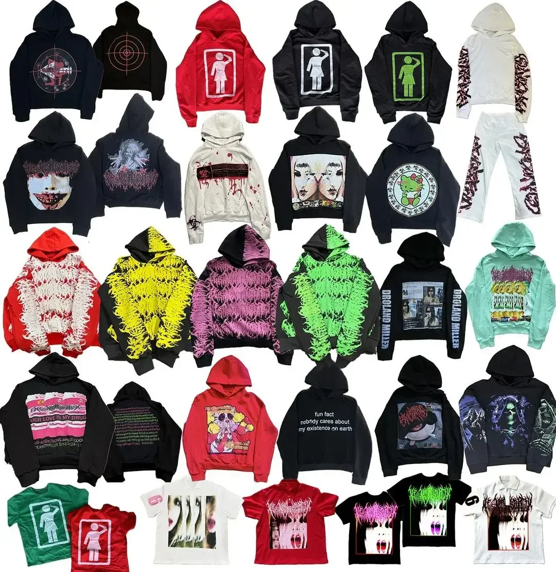 

Винтажная толстовка большого размера в стиле готики, уличная одежда, топы, толстовки в стиле гранж, женские пары, толстовка в стиле Харадзюку 2000-х годов, готическая одежда Y2k