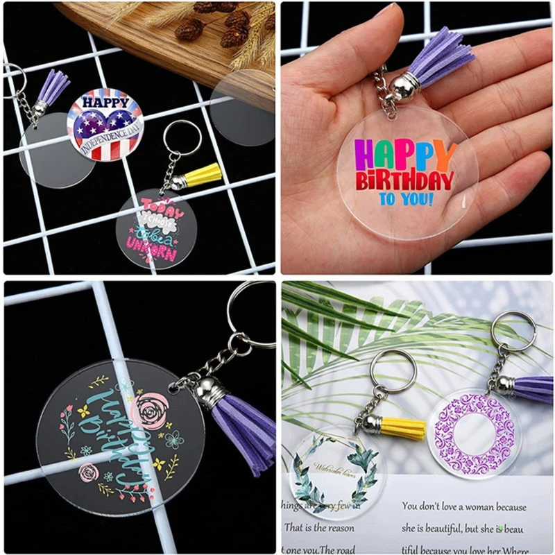 4-inch Acrylic Keychain Blanks 0.12 In Thick Acrylic Circles Clear Disc Ornaments Blanks Acrylic Transparent Circle Disc A0KD