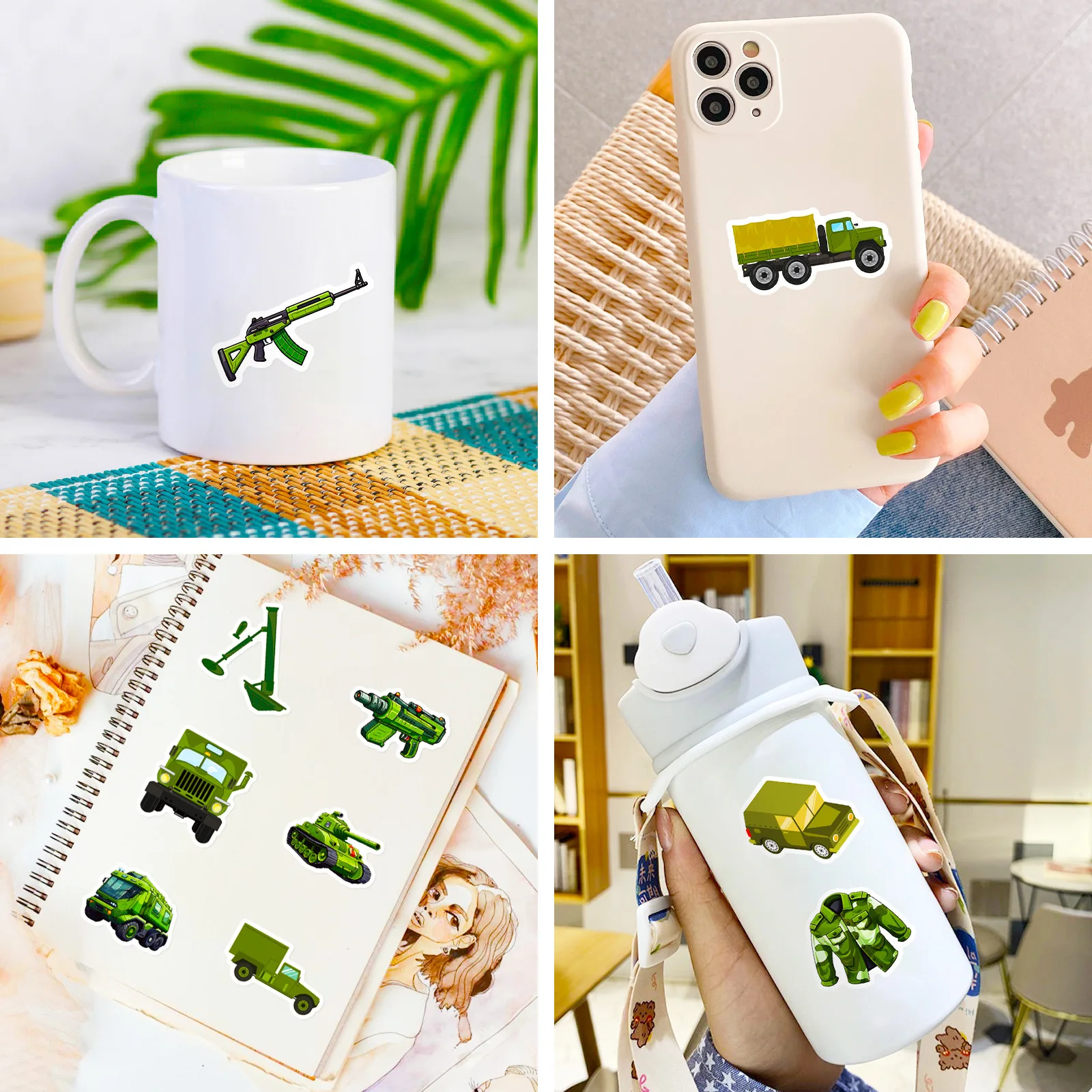 50pcs Cute Tank Graffiti Stickers DIY Military Armored Tank Sticker Children Car Laptop Suitcase Guitar Cartoon Sticker Kid Gift