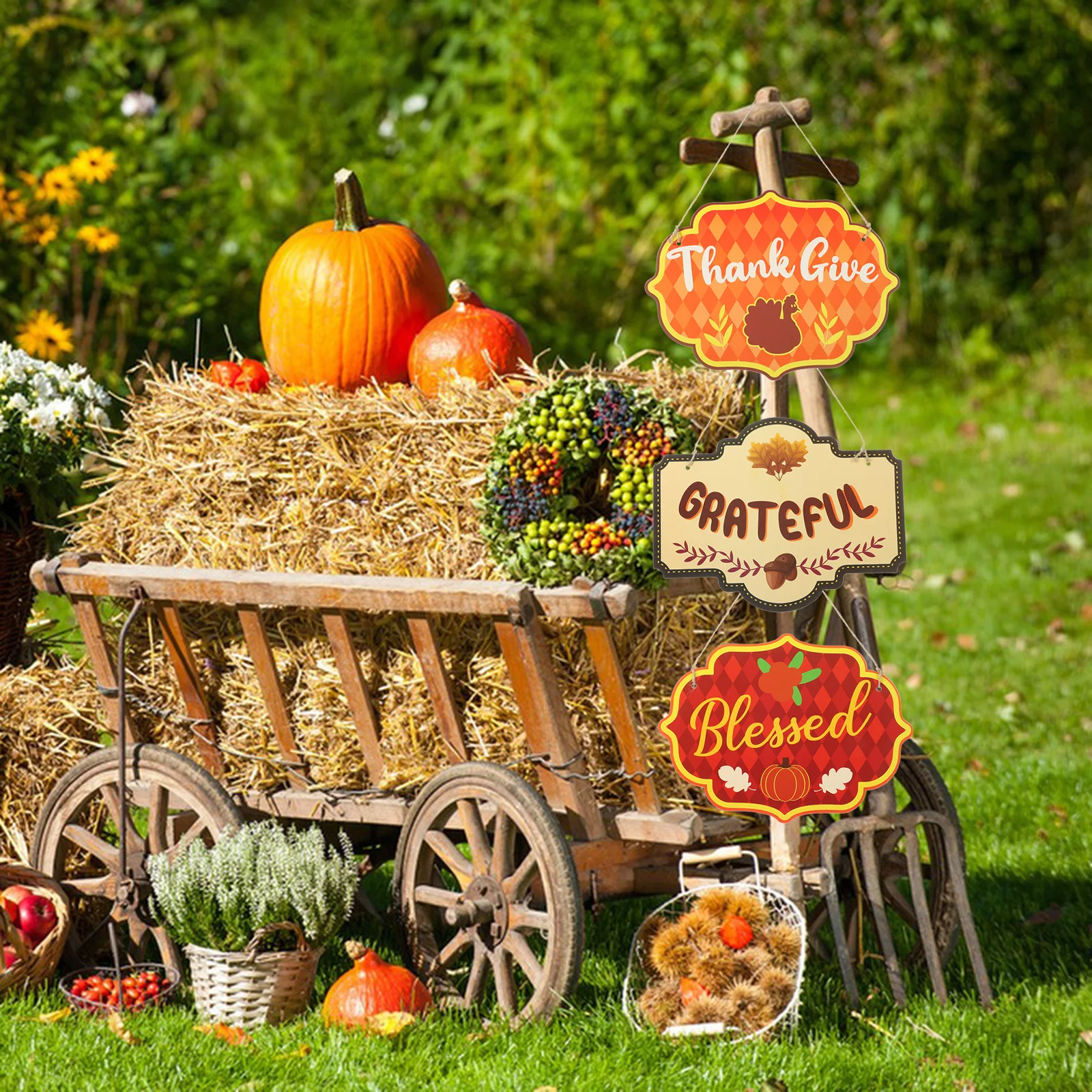 

Thanksgiving Listing Prop Turkey Decorations Front Door Hanging Sign Ornaments Decorate Themed Signs