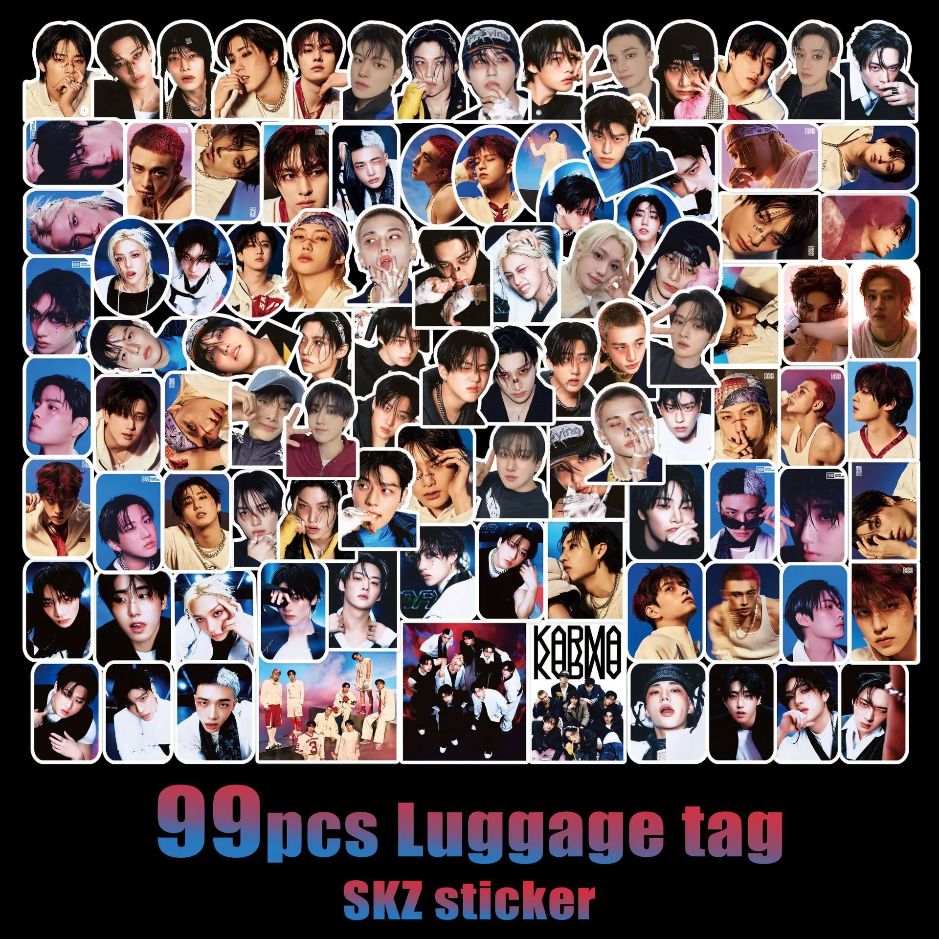 99 pegatinas StrayKids, álbum normal, mercancía KARMA, mercancía Li Longfu, pegatinas de cuentas, pegatinas de equipaje