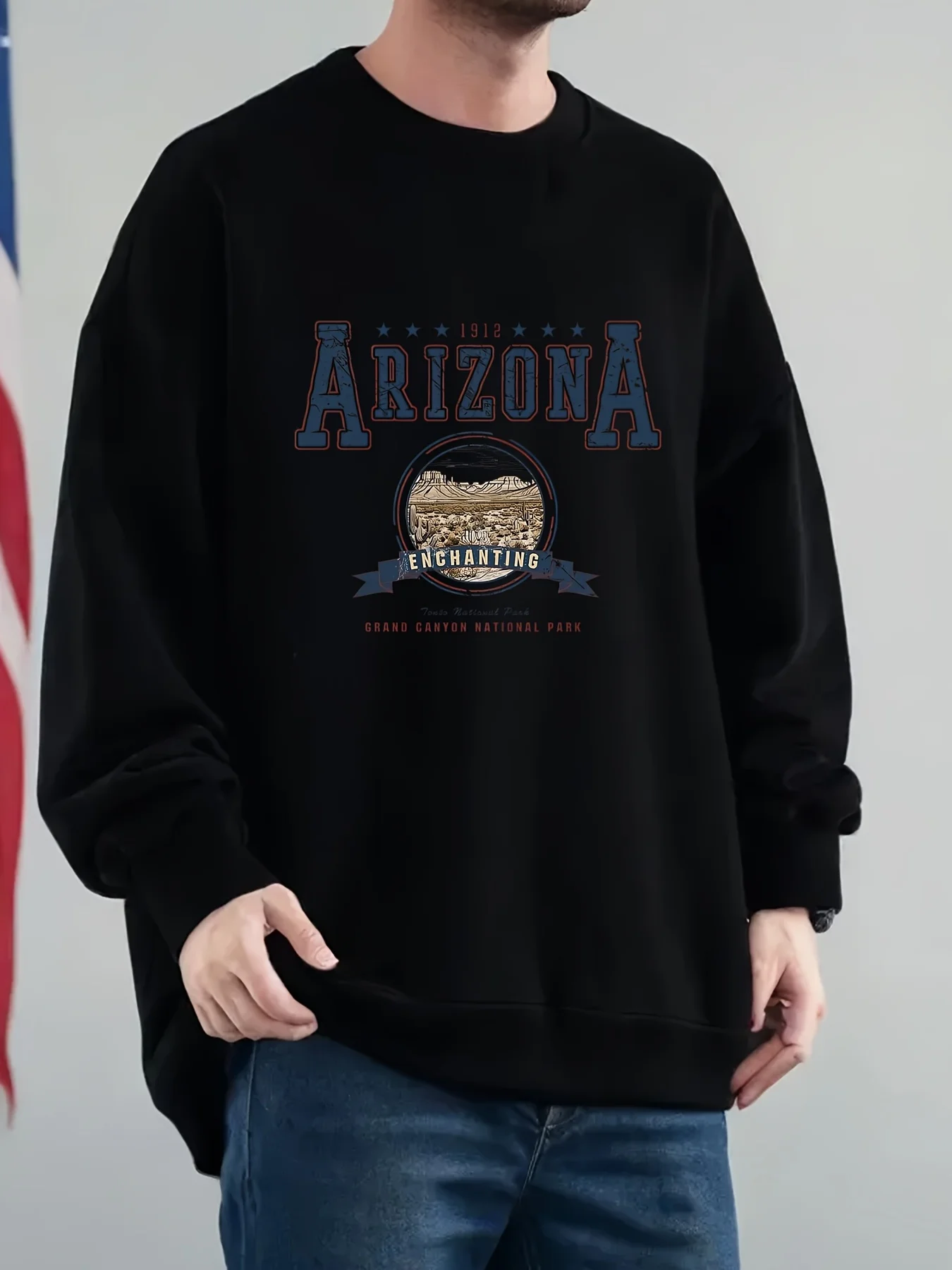 

Мужская и женская толстовка с капюшоном Аризоны, пуловер с рисунком национального парка в стиле ретро, теплый и толстый.
