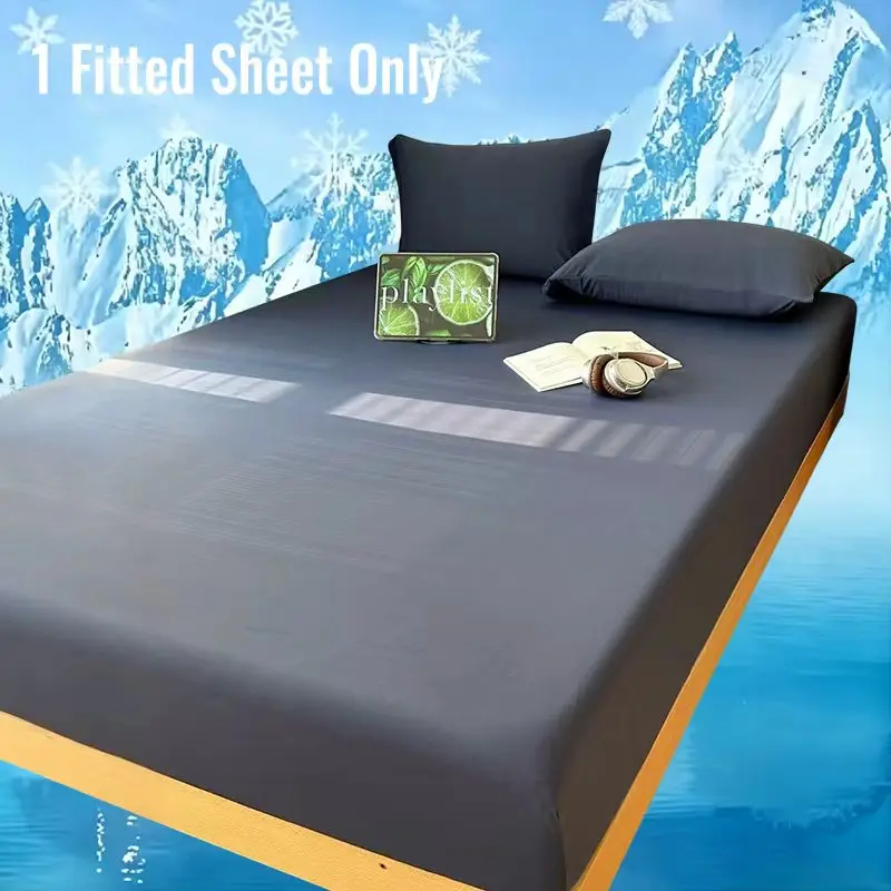 Cotton Fitted Sheet Soild Color With Elastic Band Non Slip Adjustable Mattress Cover For product image from CozyCotton