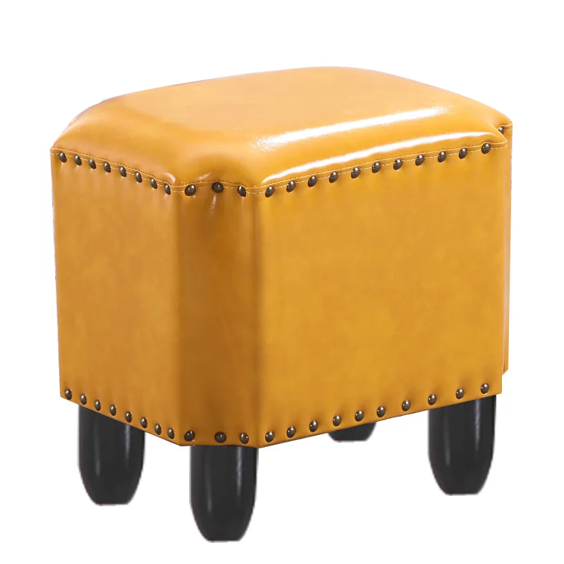 Antique Leather Square Stool - Creative Household Furniture, Ideal as Vanity Bench or Sofa, Stylish Accent