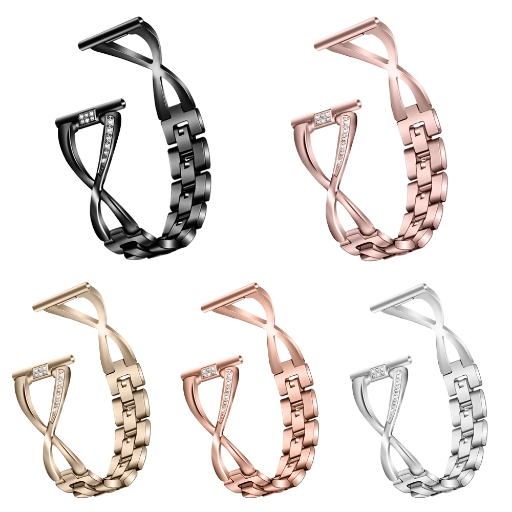 22 مللي متر 18 مللي متر 20 مللي متر الماس الفولاذ المقاوم للصدأ حزام (استيك) ساعة حزام لسامسونج غالاكسي ساعة 3 4 5 برو 40 مللي متر 44 مللي متر 42 مللي متر 46 مللي متر Active2 معصمه