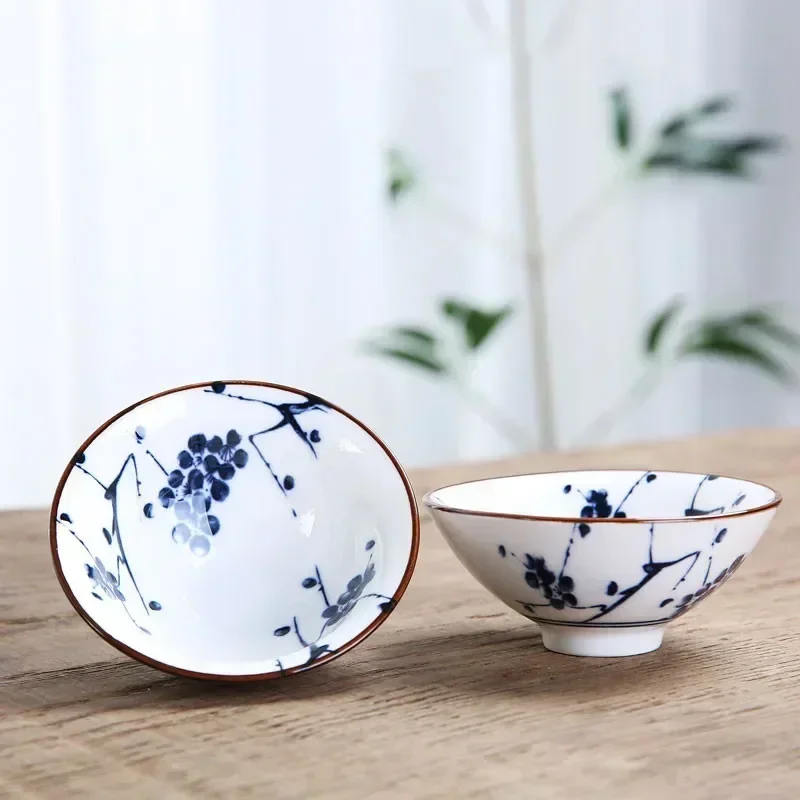 1 PCS Retro Blue and White Porcelain Cone Teacup Anti Scaling Hand-Painted Ceramic Tea Bowl Travel Meditation Cups Tea set