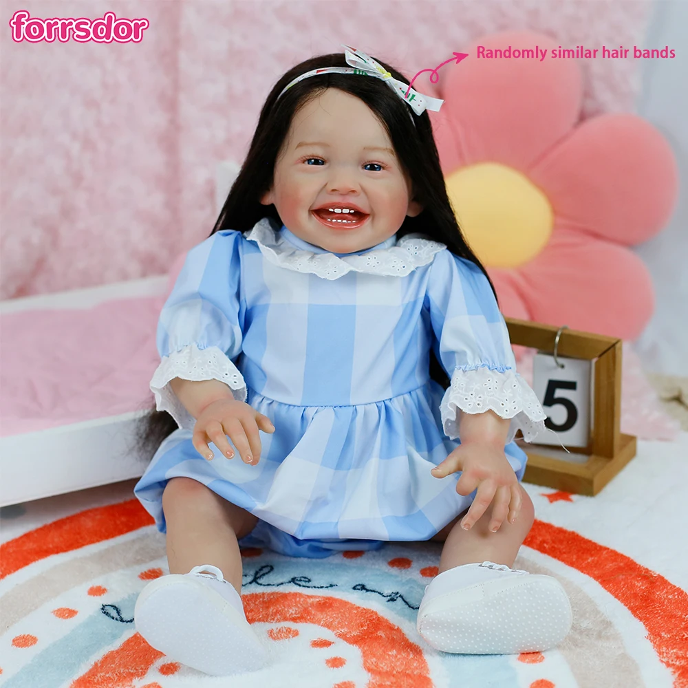 

60CM Huge Doll Full Cloth Body Silicone Reborn Doll Baby Toddler Girl Smile Doll Mila Lifelike 3D Painting Collectible Art Dolls