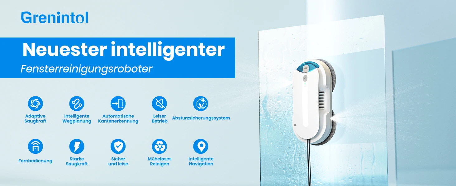 Fensterputzroboter mit Doppelsprühfunktion & 3800 Pa Saugkraft