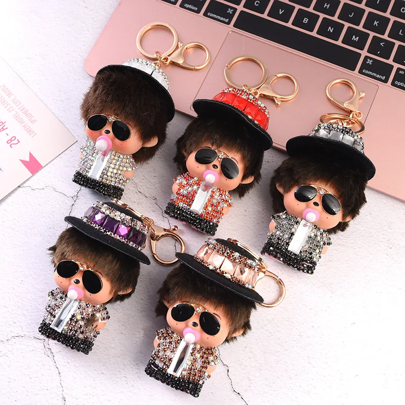 

for Monchhichi Keychain Cartoon Monchi Keyring DIY Schoolbags Hanging Pendent Accessories Small Gifts Desk Ornament