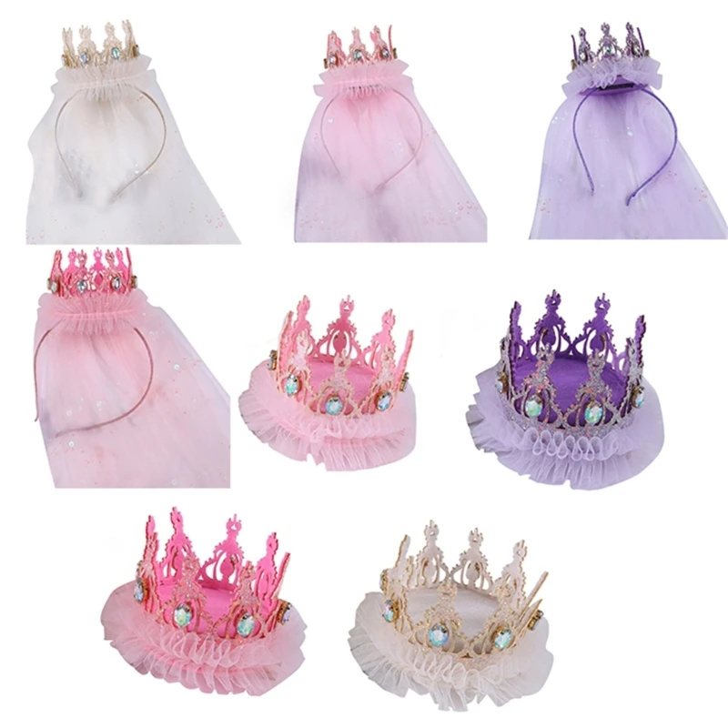 

Princess Headband Veil Tiaras Princess Crowns Headband Birthday Crowns for Girl Birthday Party Headband Birthday Crowns