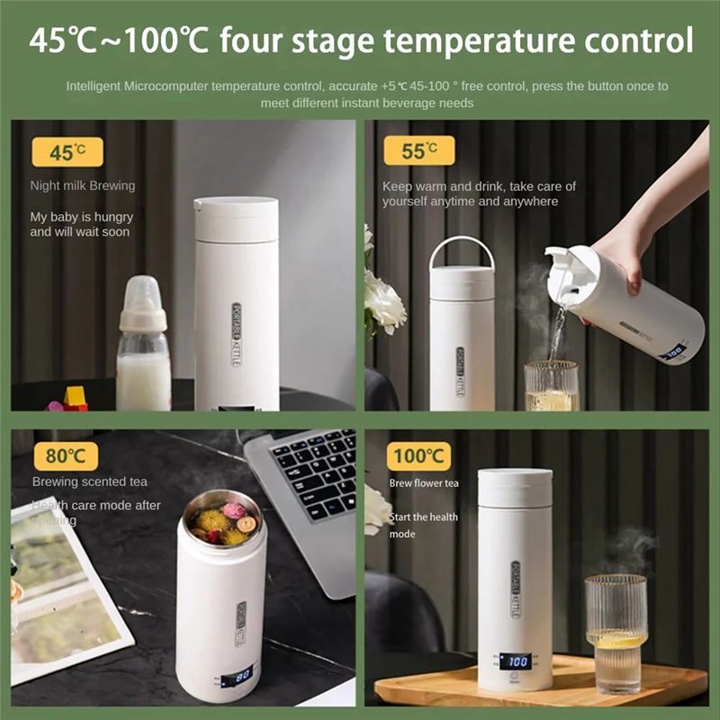 

ABMH-Electric Kettle Water Thermal Heating Boiler Travel Stainless Steel Tea Pot Coffee Milk Boiling Cup 110V 220V